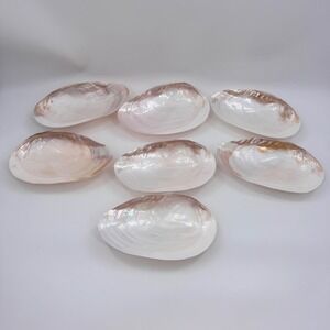 Larger Mother of Pearl Footed Shell Dish Set Of 7